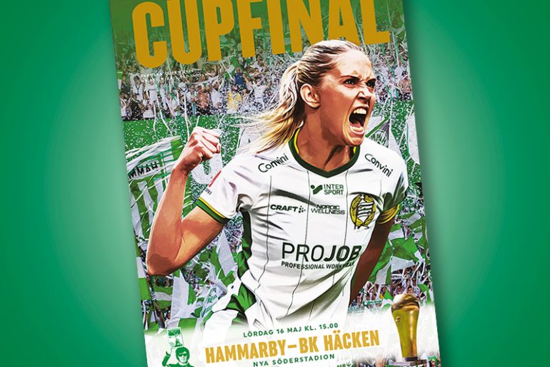 Omslaget till Supportrarnas Matchprogram till svenska cupens final 2026 mellan Hammarby och Häcken.