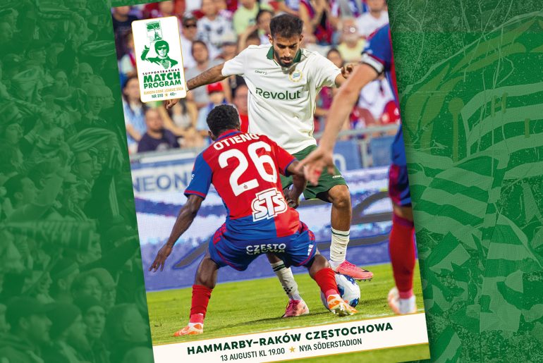 Omslag till Supportrarnas Matchprogram inför mötet Hammarby-Raków Cz?stochowa i kvalet till Conference League 2026/2027.