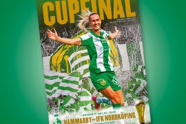 Ellen Wangerheim på omslag av matchprogrammet till finalen i Svenska cupen Hammarby-IFK Norrköping.