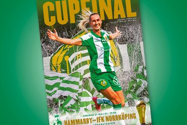 Ellen Wangerheim på omslag av matchprogrammet till finalen i Svenska cupen Hammarby-IFK Norrköping.