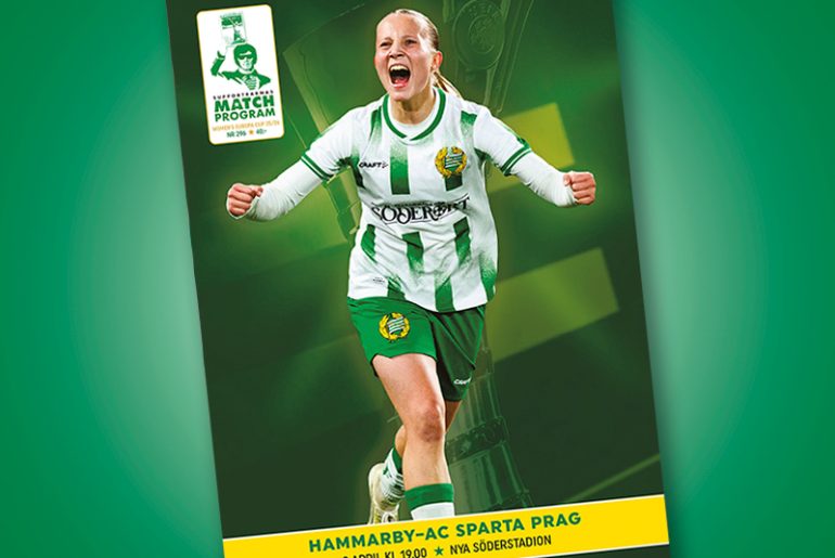 Omslag av Supportrarnas Matchprogram inför mötet Hammarby-Sparta Prag i semifinalen av UEFA Womens Europa Cup.