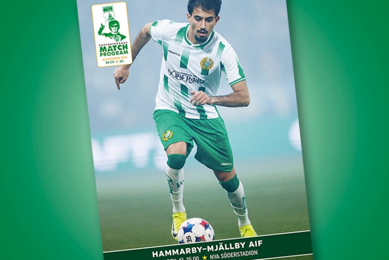 Omslaget till Supportrarnas Matchprogram inför den allsvenska premiären 2026 mellan Hammarby och Mjällby.