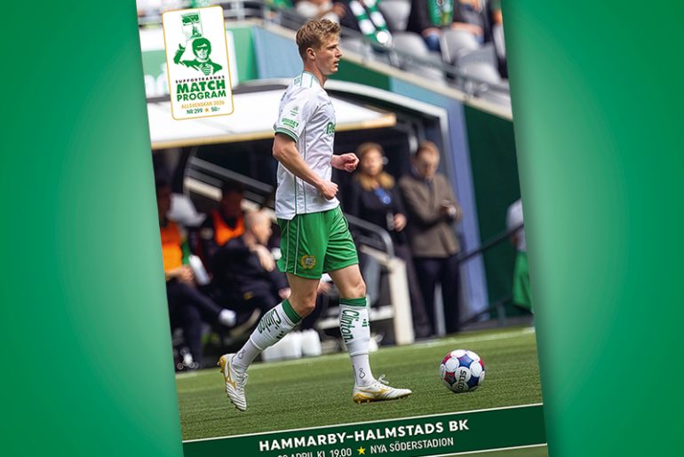 Omslag till Supportrarnas Matchprogram inför mötet Hammarby-Halmstad i Allsvenskan 2026.