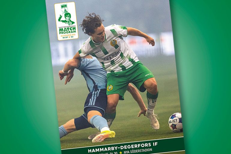 Omslag till Supportrarnas Matchprogram inför mötet Hammarby-Degerfors i Allsvenskan 2026.