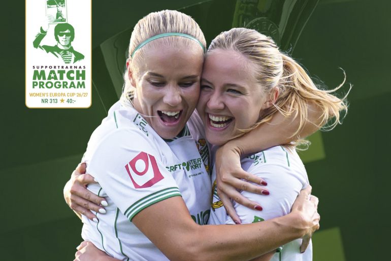Omslag till Supportrarnas Matchprogram inför mötet Hammarby-Rangers FC i playoff till Europa Cup.